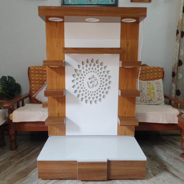 Wooden Customized Mandir/ Temple With Led Lights & OM Design (Copy)