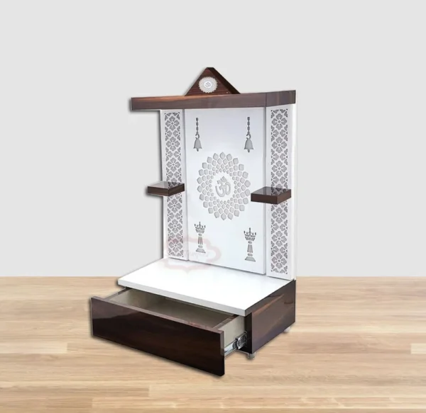 Wooden Customized Mandir/ Temple With Led Lights & OM Design - Image 2