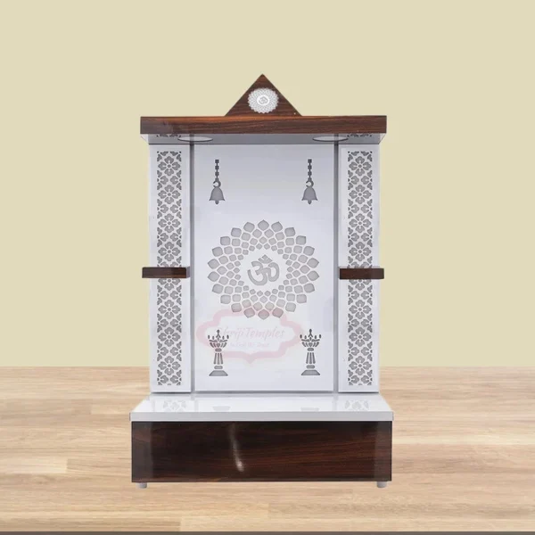 Wooden Customized Mandir/ Temple With Led Lights & OM Design