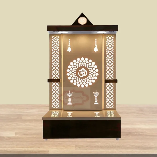 Wooden Customized Mandir/ Temple With Led Lights & OM Design - Image 3