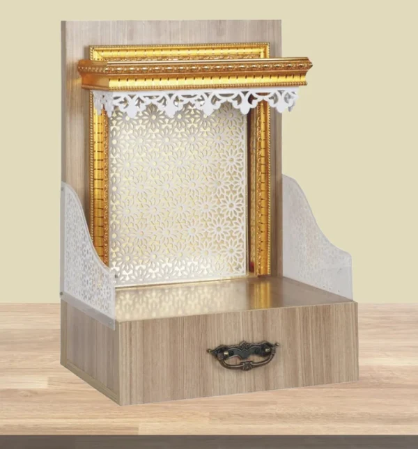 Wooden Customized Mandir/ Temple With Led Lights & Side Panels | Wall Hanging Mandir