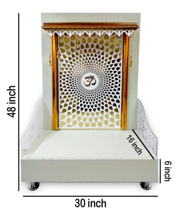 Wooden Customized Mandir/ Temple With Led Lights & Side Panels | Wall Hanging Mandir - Image 5