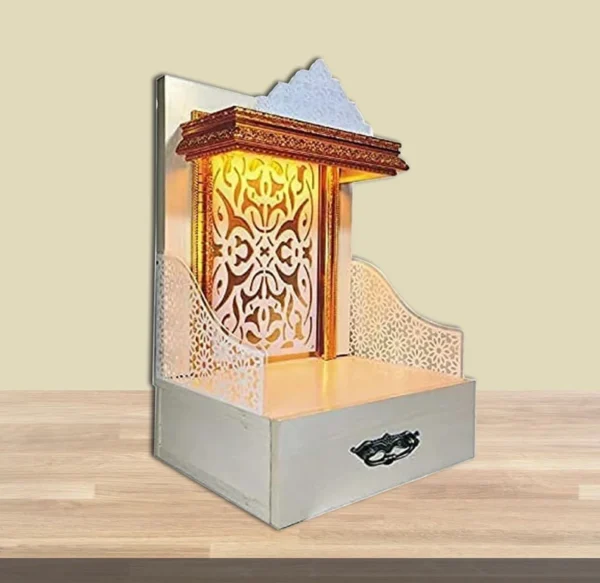 Wooden Customized Mandir/ Temple With Led Lights & Side Panels | Wall Hanging Mandir For Home & Office - Image 3
