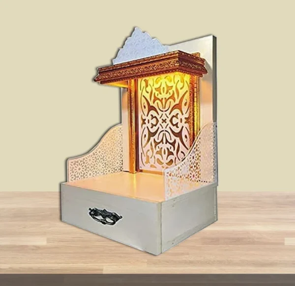 Wooden Customized Mandir/ Temple With Led Lights & Side Panels | Wall Hanging Mandir For Home & Office - Image 3
