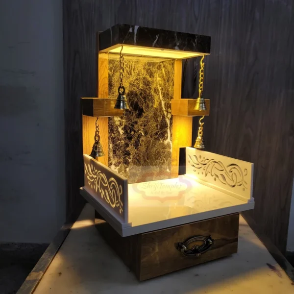 Wooden Customized Mandir/ Temple With Led Lights Spiritual shrine for meditation - Image 3