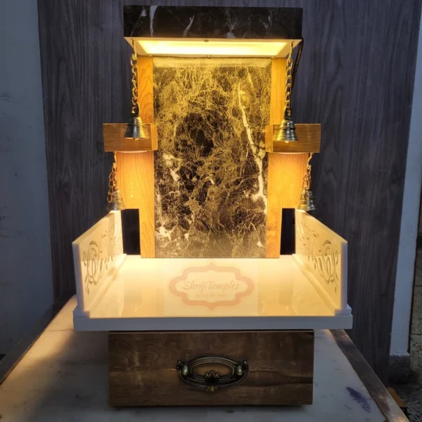 Wooden Customized Mandir/ Temple With Led Lights Spiritual shrine for meditation - Image 4