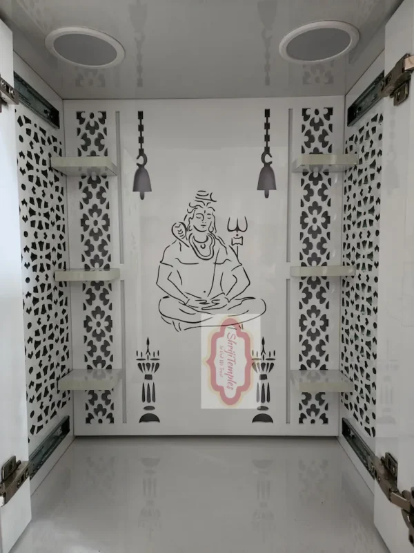Wooden Customized Mandir/ Temple With Doors, Led Lights & OM Design | Puja Ghar | Indian Mandir with Doors - Image 6
